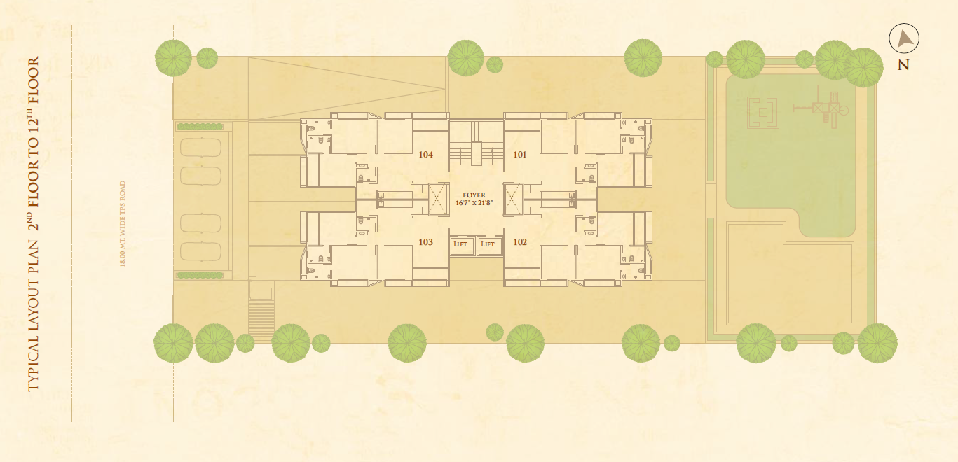 Typical Floor Plan (2nd to 12th Floor) - Satya Sankalp Sky