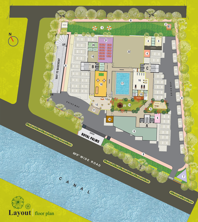 Podium Layout & Swimming Pool - Royal Palms Kota